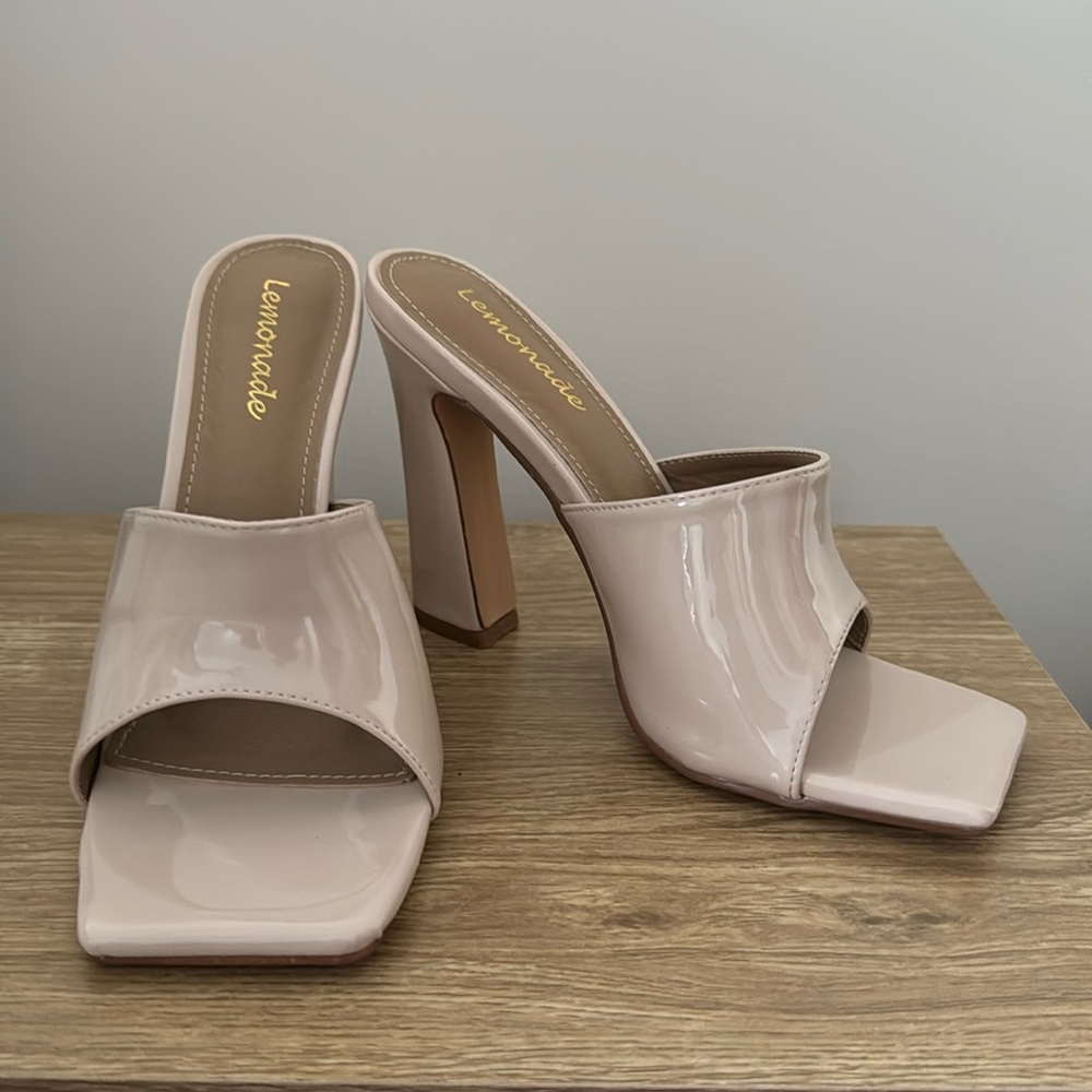 Cream block heel